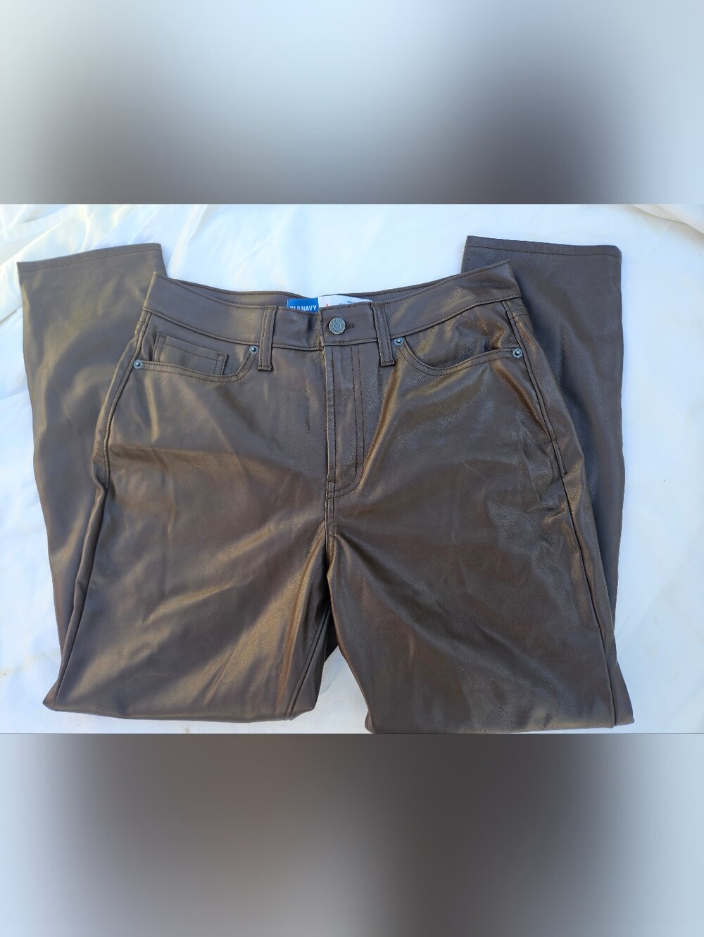 Old Navy Faux Leather Straight-Leg Pants in Dark Brown